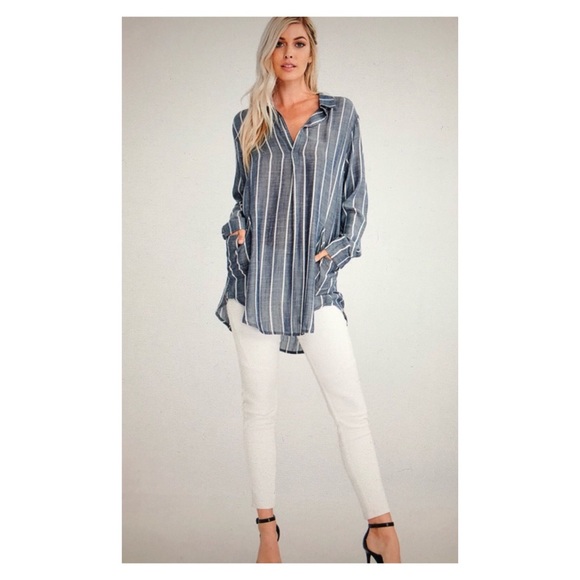 Striped tunic Sz L left - Picture 3 of 6